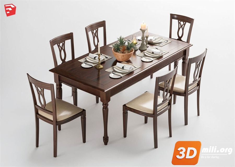 Dining Table Set Skp Files